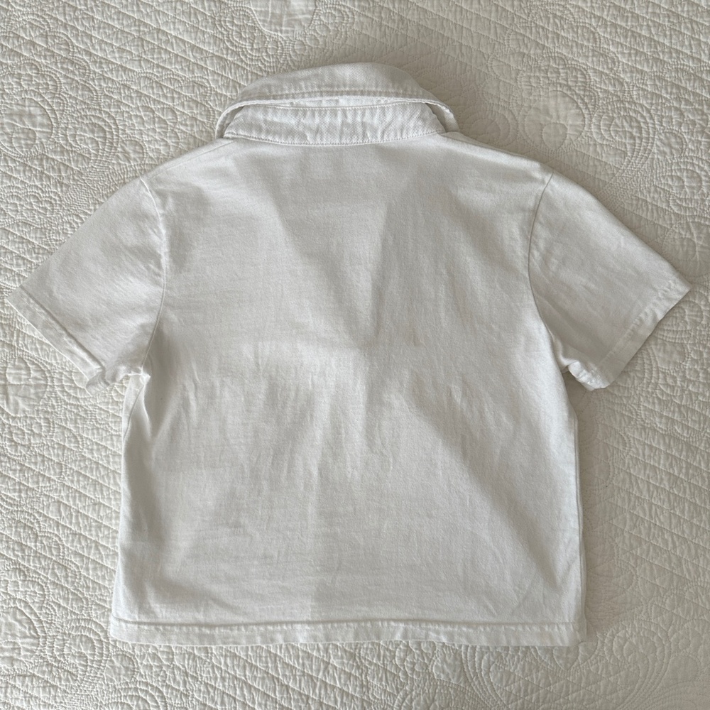 Brandy Melville Gertrude Polo Shirt Short Sleeved White Cotton - Picture 3 of 8